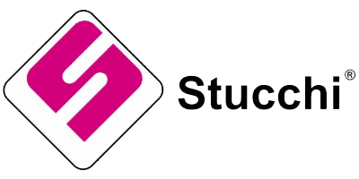 A pink square with the word stucchi on it.