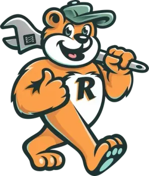 A cartoon teddy bear is holding a wrench and giving a thumbs up.