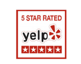 A yelp logo that is 5 star rated