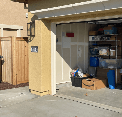 A garage with a sign that says 1801 on it