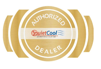 an authorized quietcool dealer logo on a white background