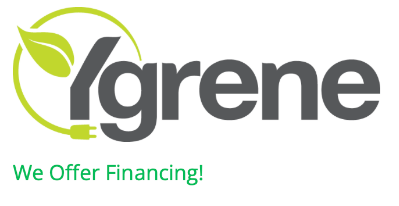 a logo for ygrene that says we offer financing