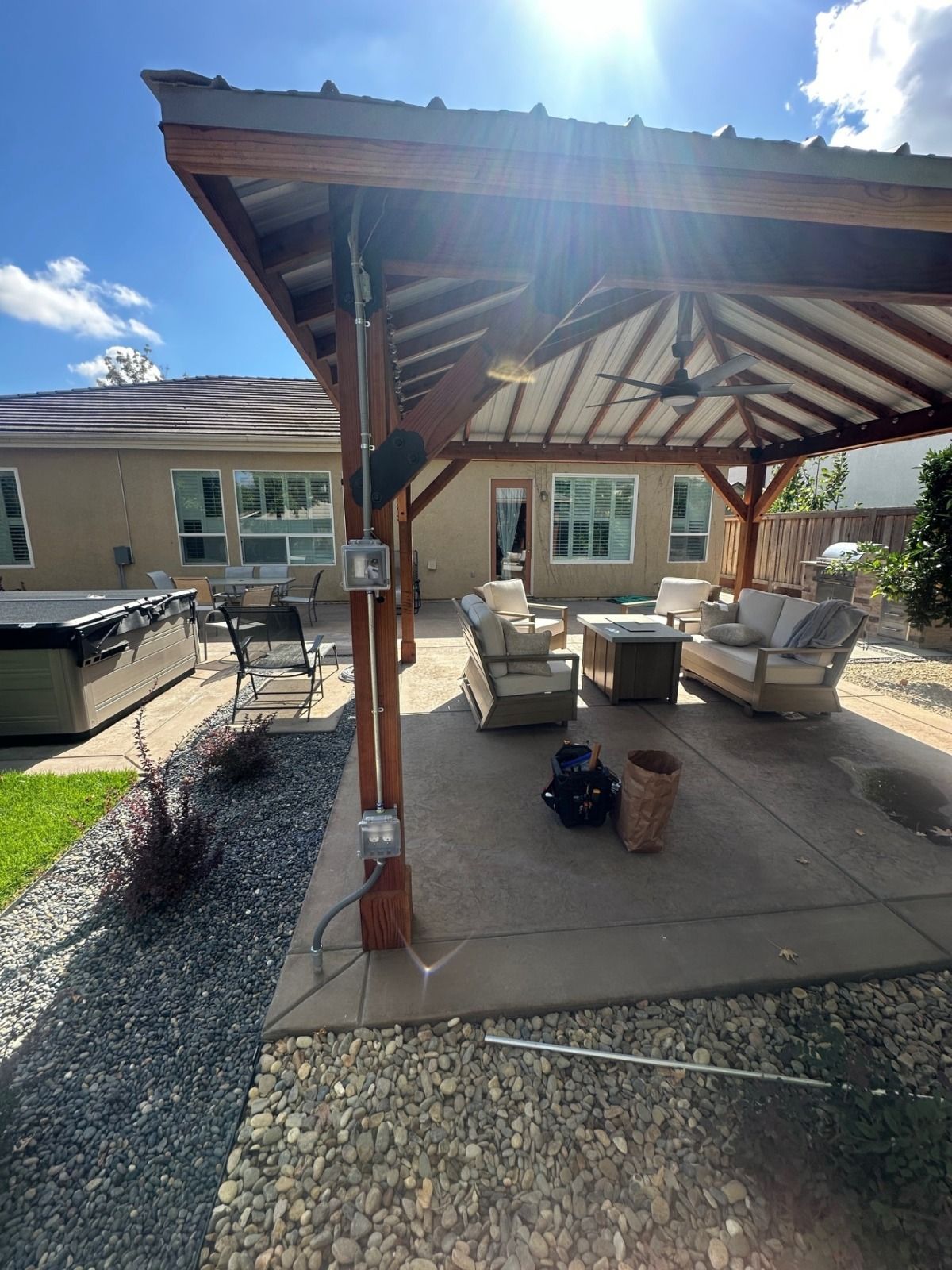 outdoor living space electrical outlet install