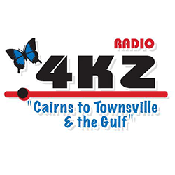 The logo for radio 4kz cairns to townsville and the gulf