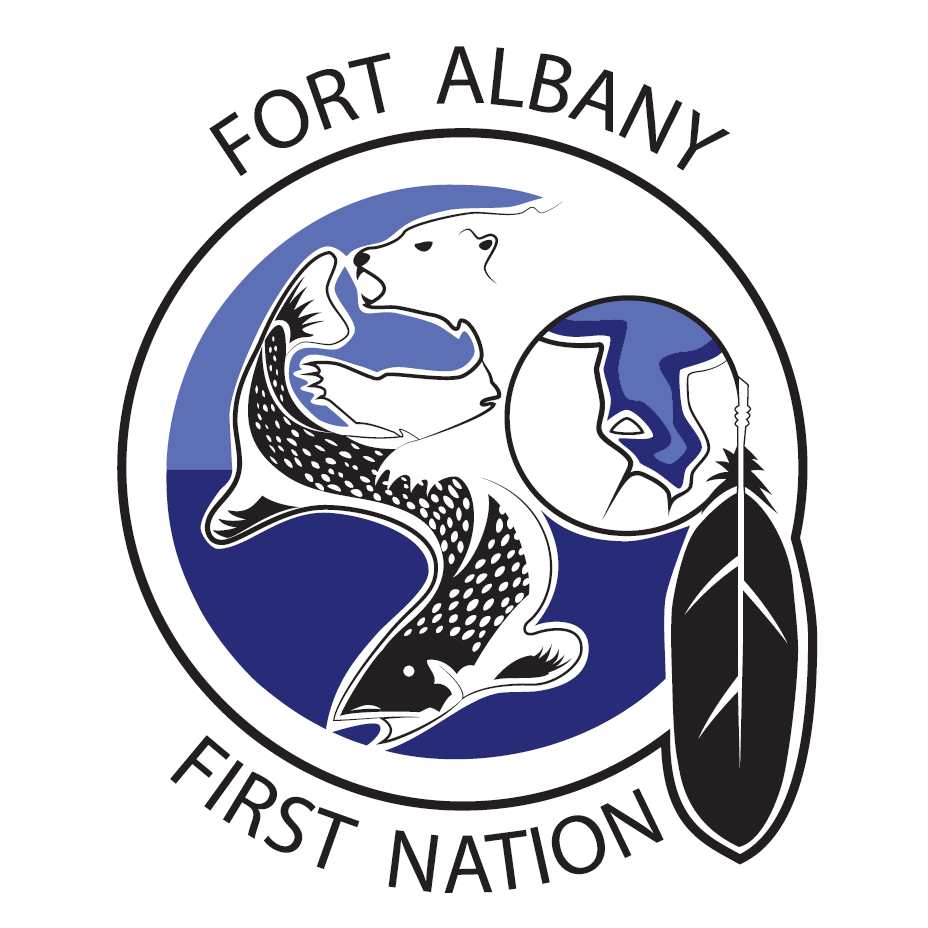 Fort Albany First Nation logo with a polar bear holding a fish