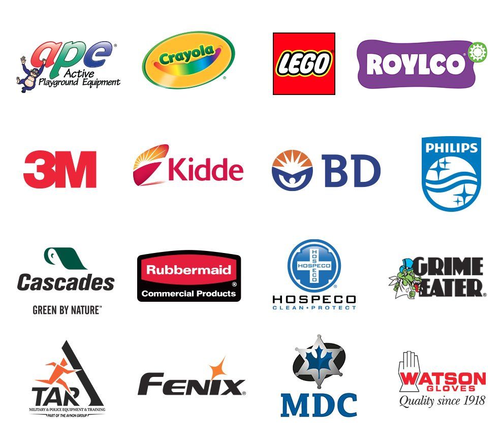 A bunch of logos for different companies on a white background