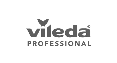 A black and white vileda professional logo on a white background.