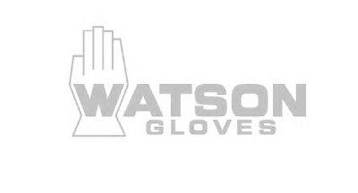 The watson gloves logo is a drawing of a hand wearing a glove.