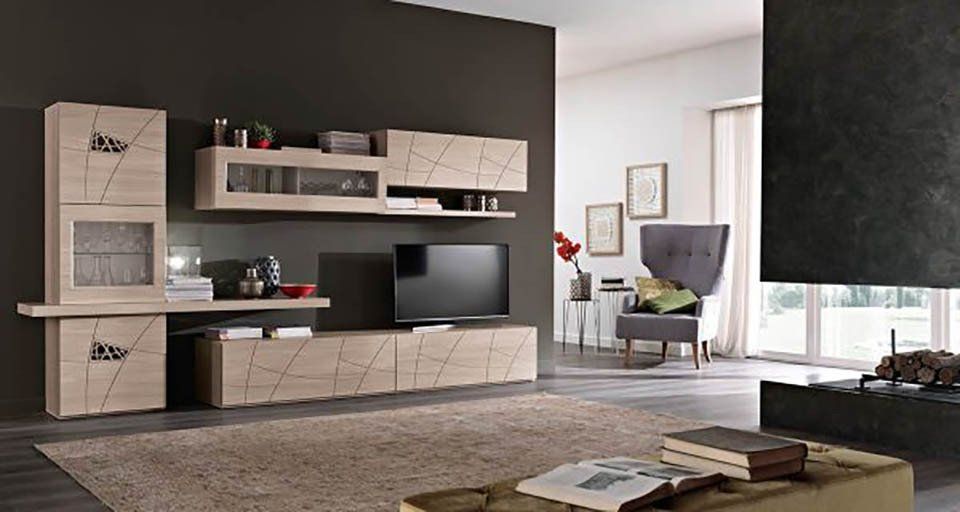 Parete soggiorno Lapis color legno