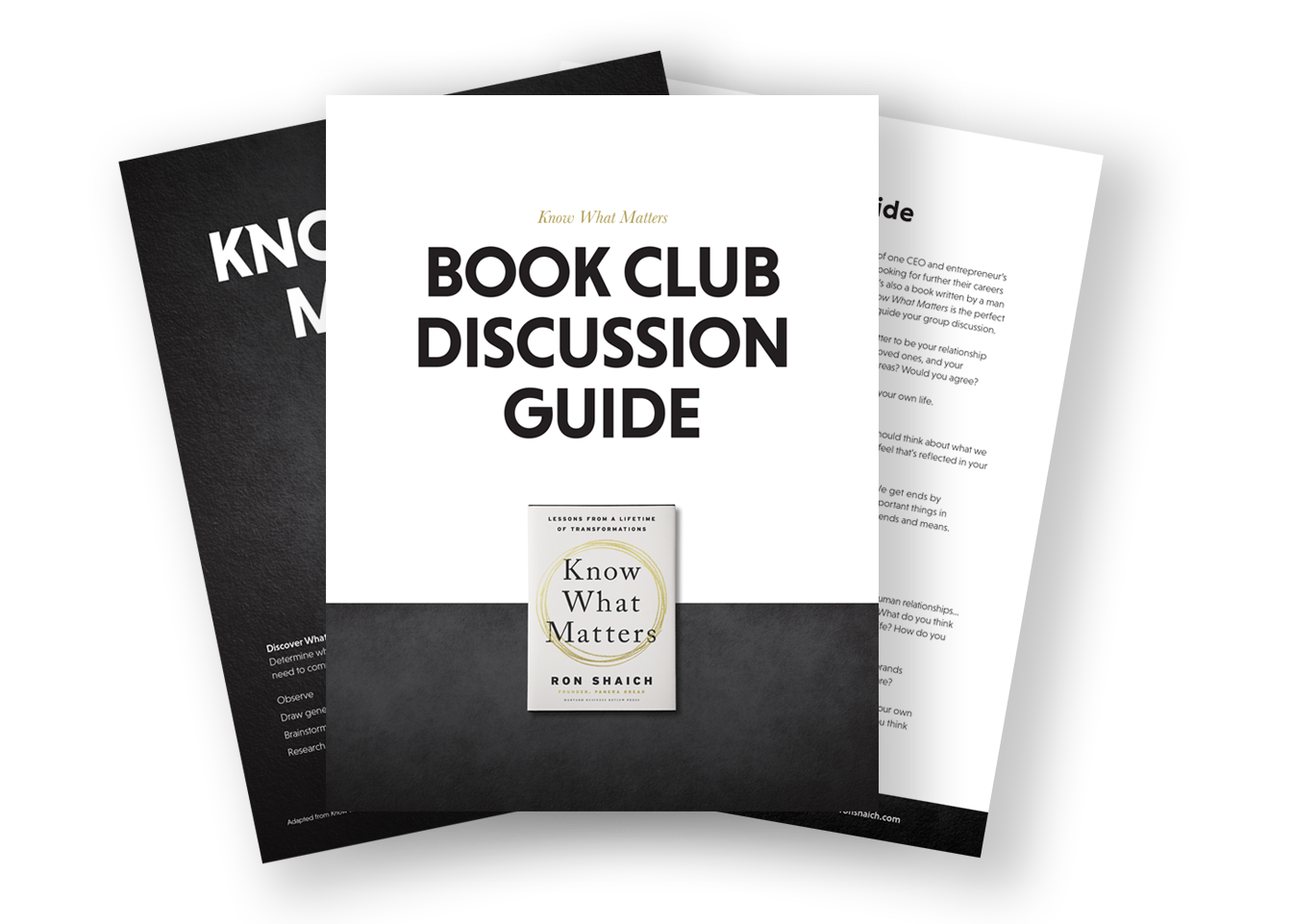 a book titled know what matters sits on top of a book club discussion guide