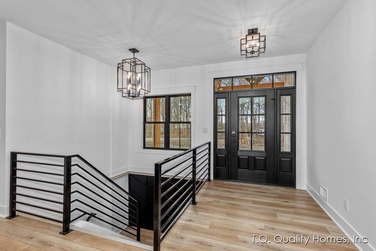 There is a staircase leading up to the second floor of a house.