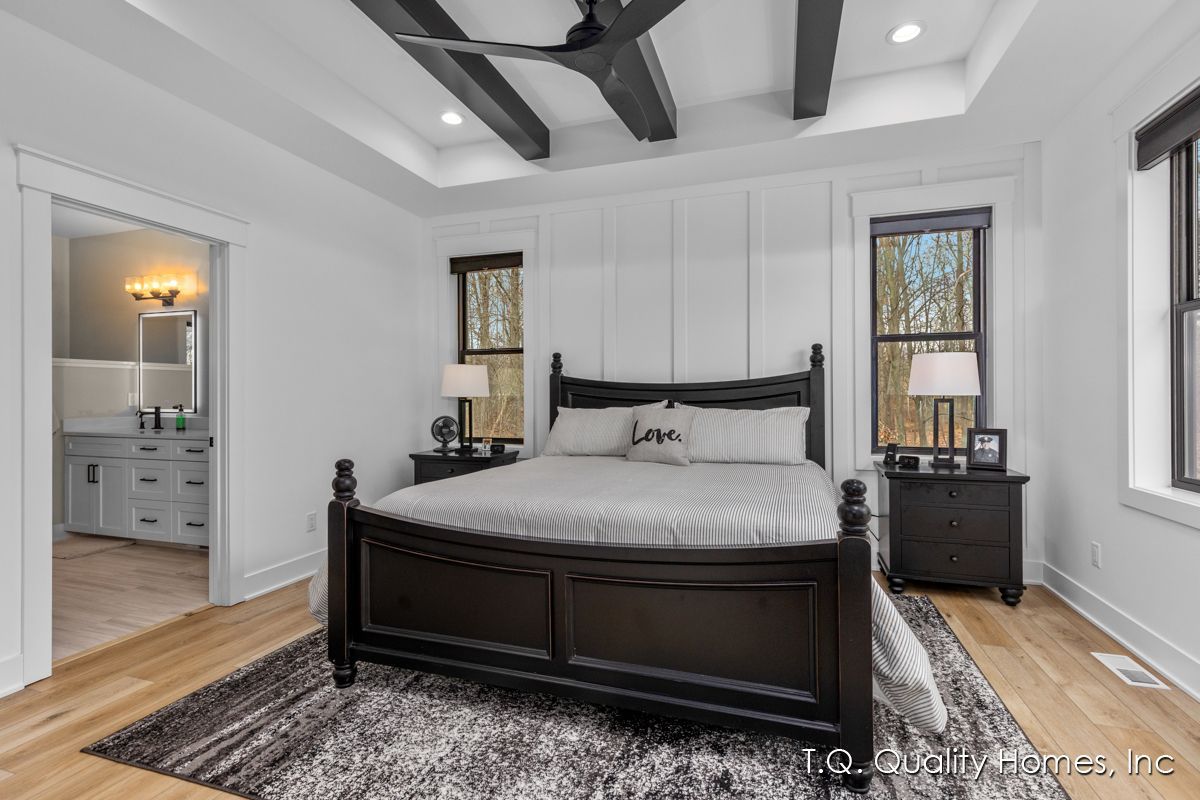 There is a large bed in the middle of the room.