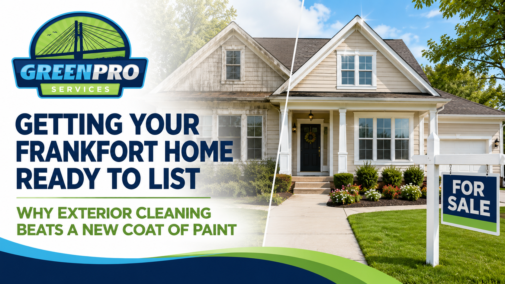 Green Pro Services exterior cleaning for a Frankfort IL home before listing photos