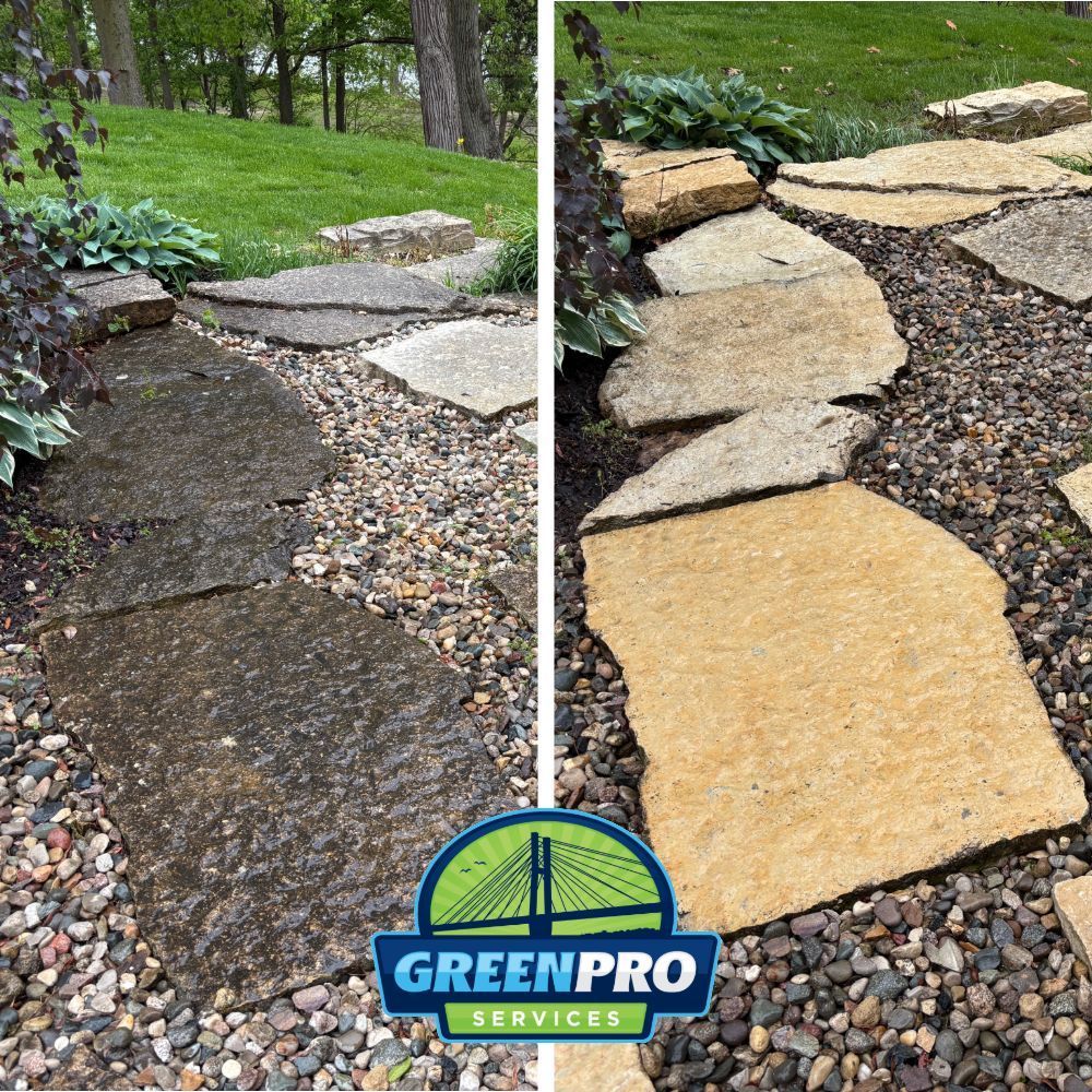 Green Pro Services exterior cleaning before and after in Illinois