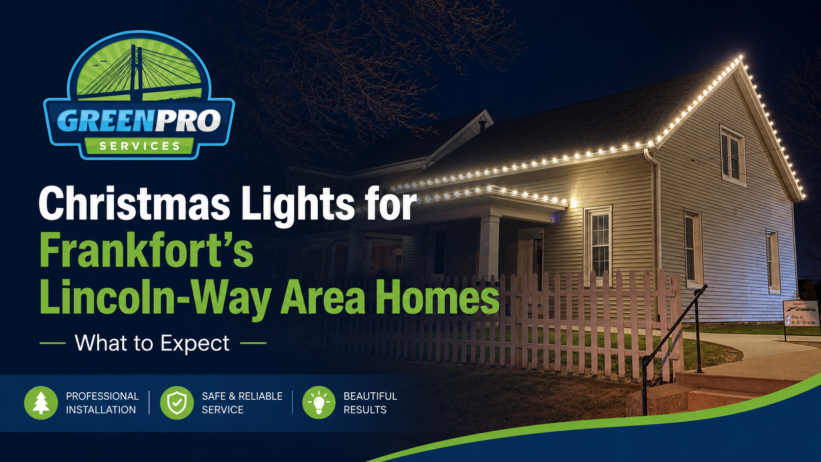 Professional Christmas light installation on a large two-story home in Frankfort IL