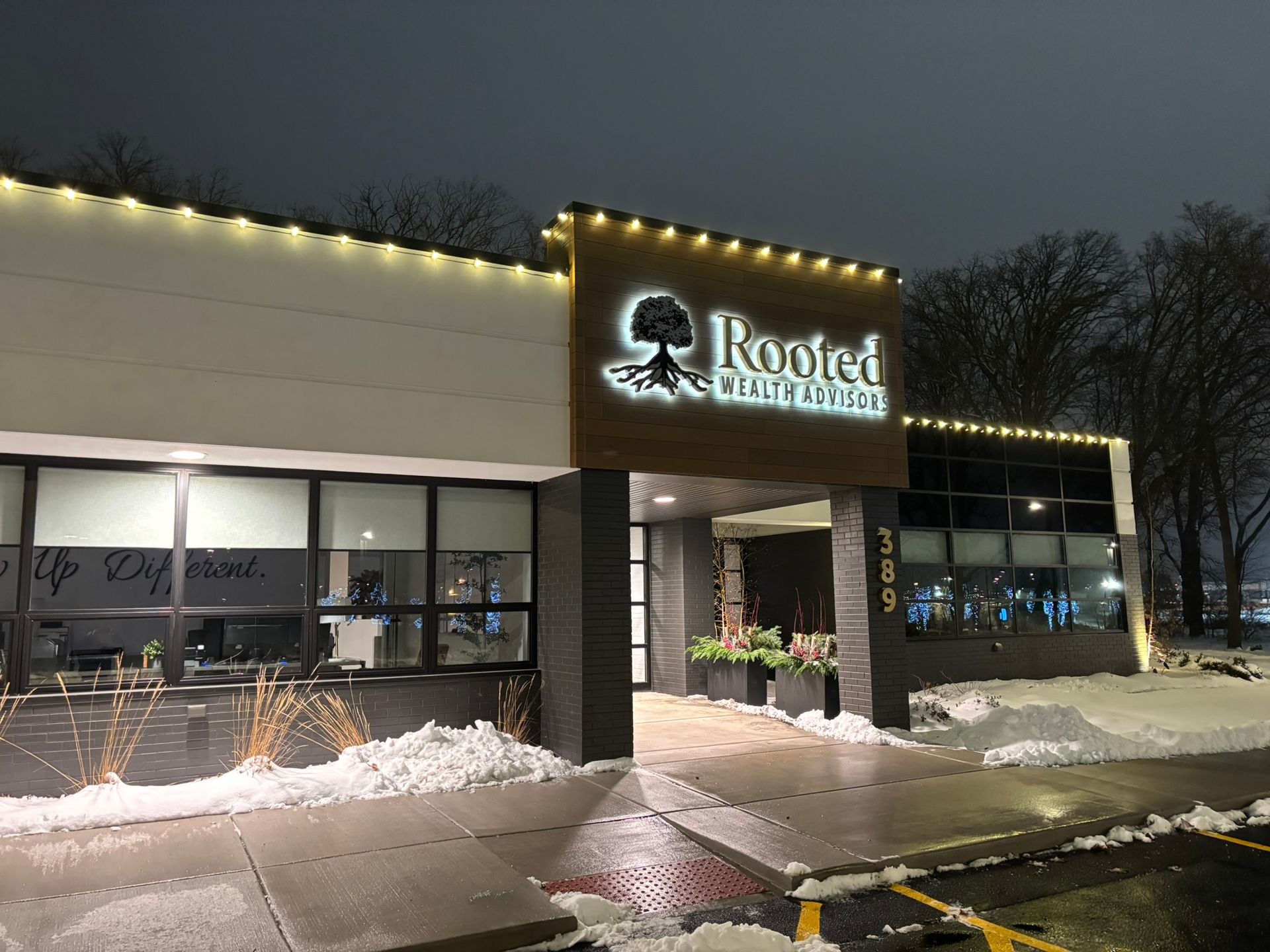 Rooted Wealth Advisors Warm White Roofline Christmas Lights