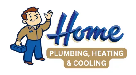 Cartoon plumber with toolbox waving near