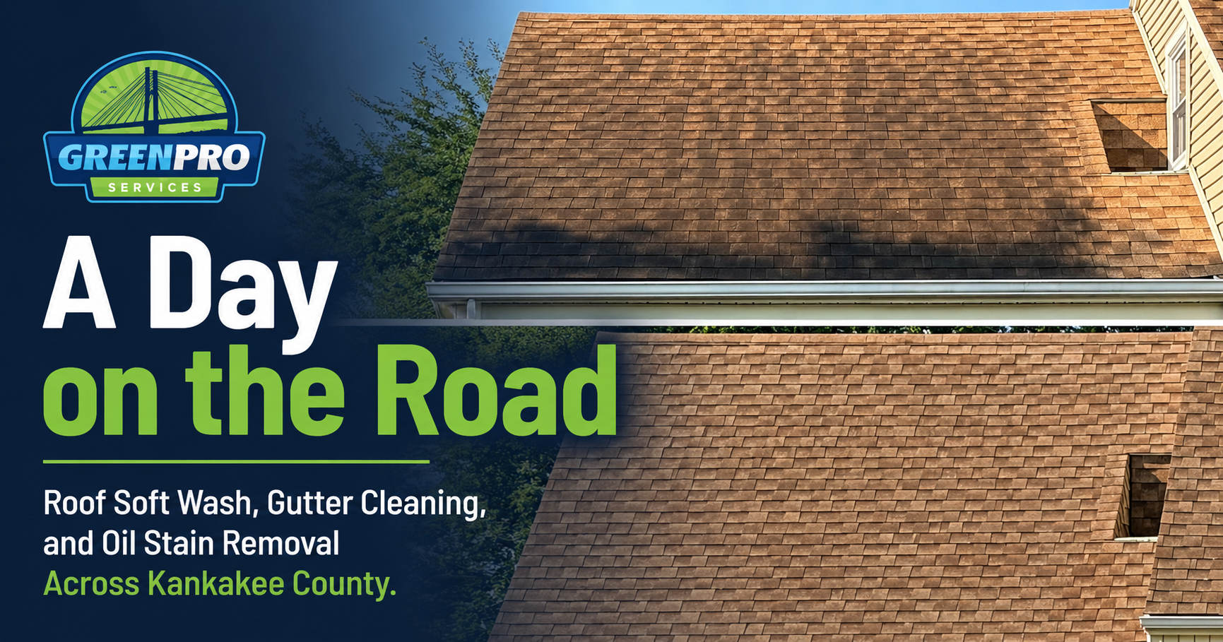Green Pro Services roof soft wash before and after