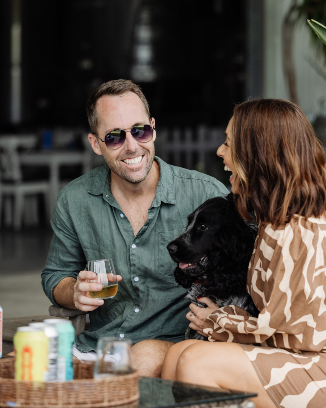 Professional photographwoman and dog at winery in the Hunter Valley