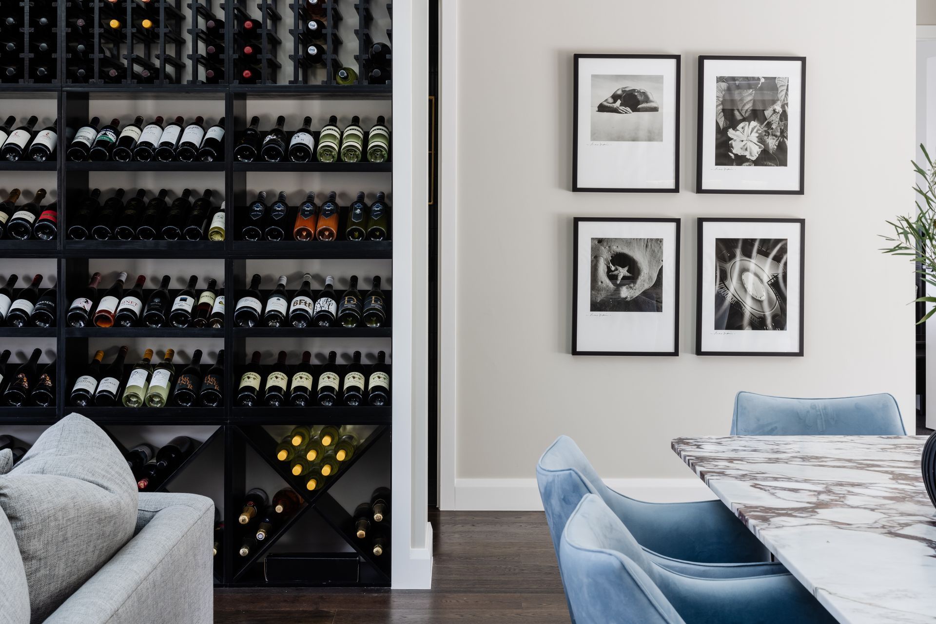 An image from our photo shoot for Merewether Surfhouse. The photo shows some cocktails being held over an array of food.