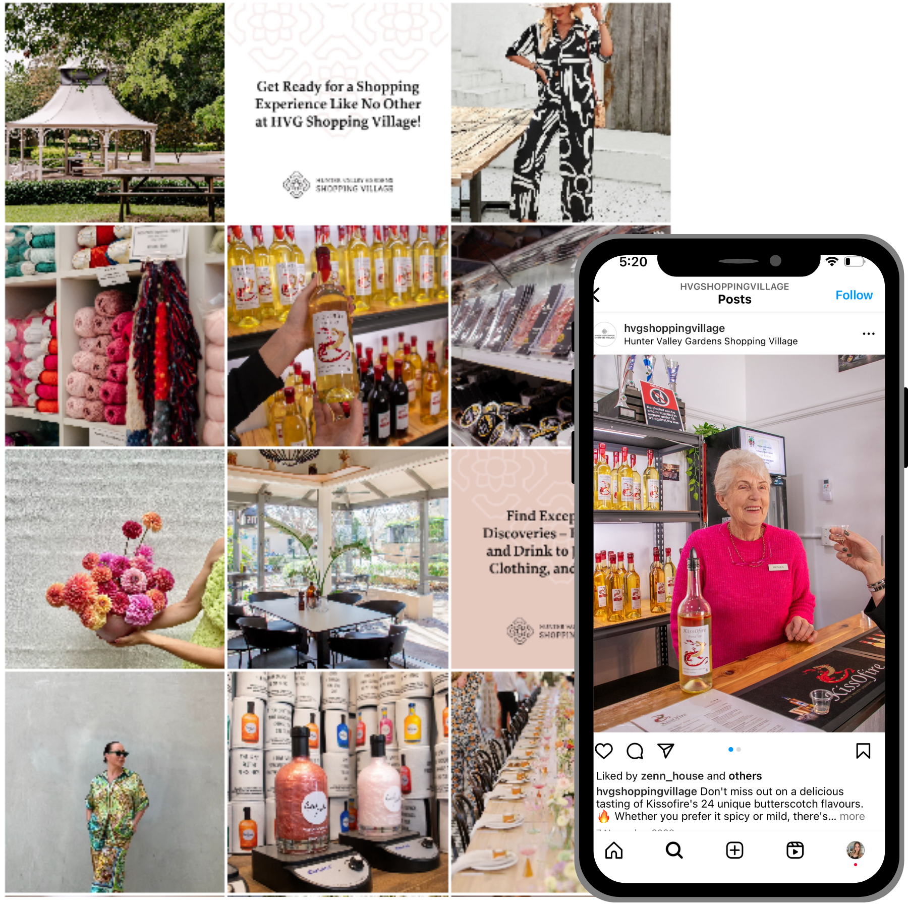 An example of Soqual's social media management on Facebook and Instagram for Hunter Valley Gardens Shopping Village.