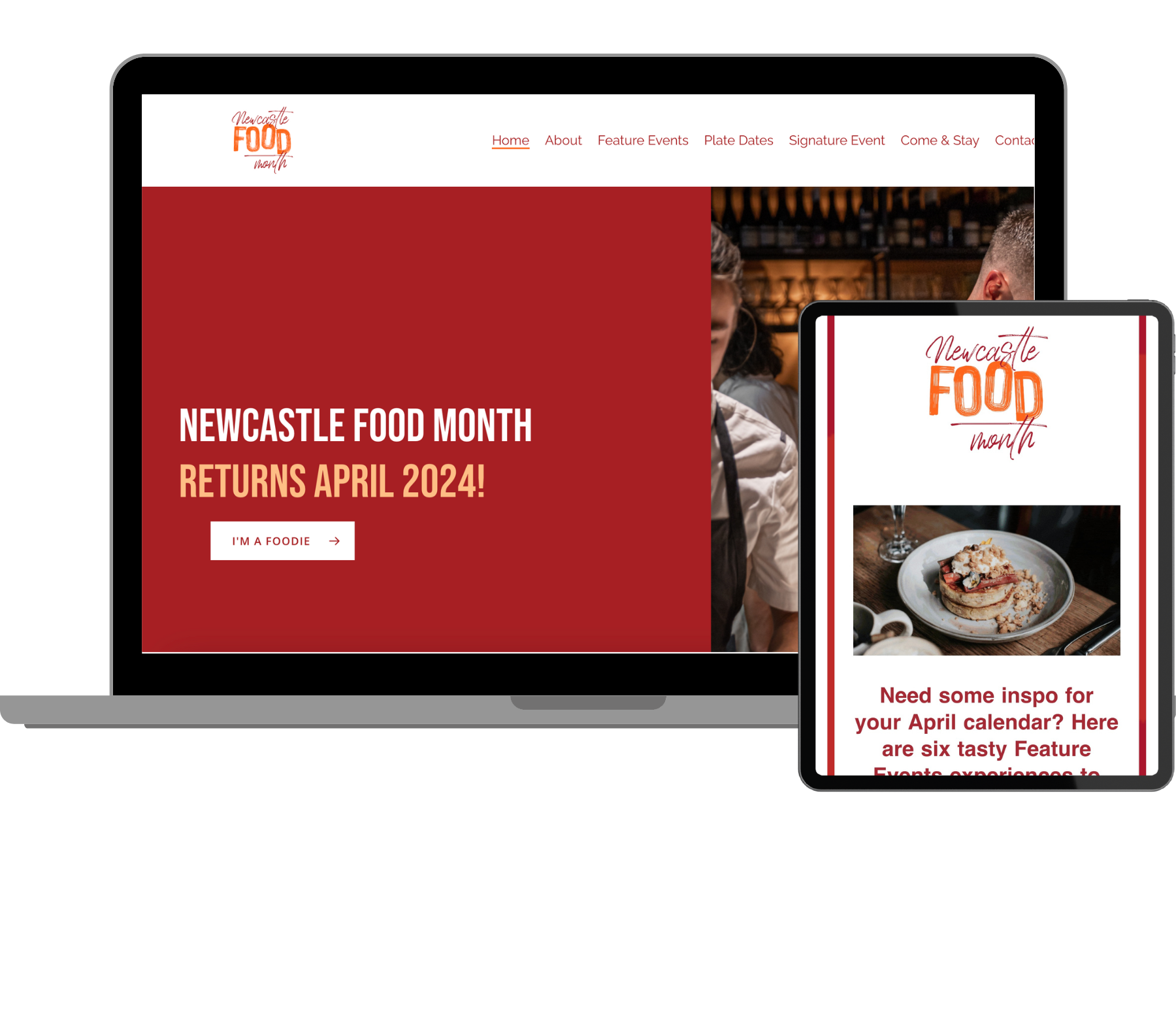 A screen shot of a website created and maintained by Soqual for Newcastle Food Month.