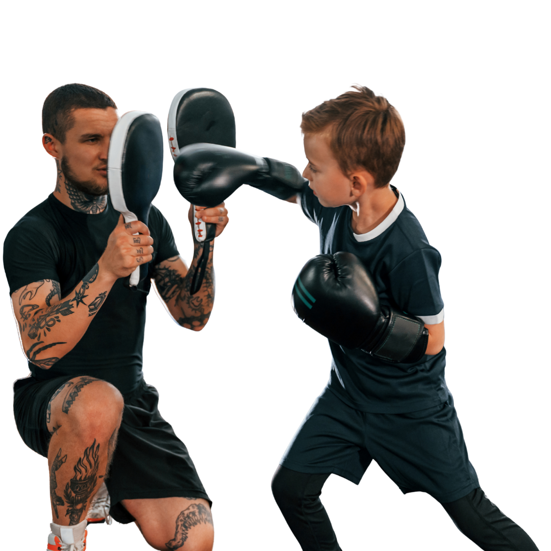 A man and two women are wearing boxing gloves.