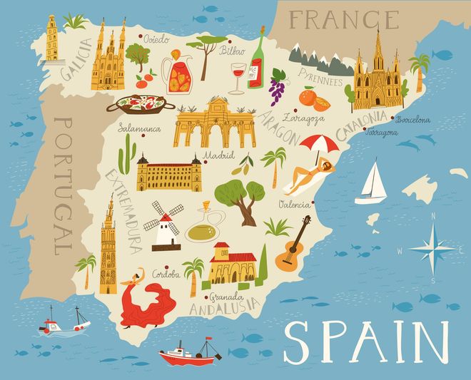 Illustration einer spanischen Karte
