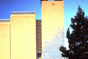 A tall building with a tree in front of it