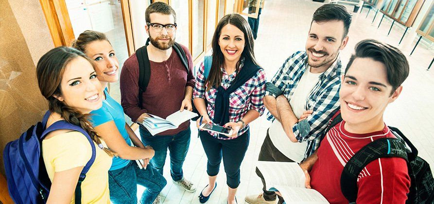 students in hallway