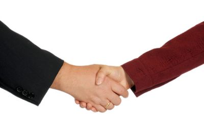 Shaking hands to make a deal
