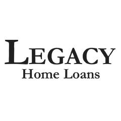 The logo for legacy home loans is black and white.