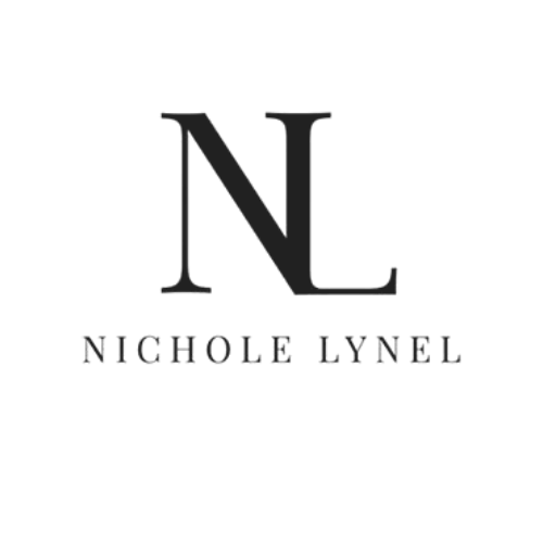 A black and white logo for nichole lynel
