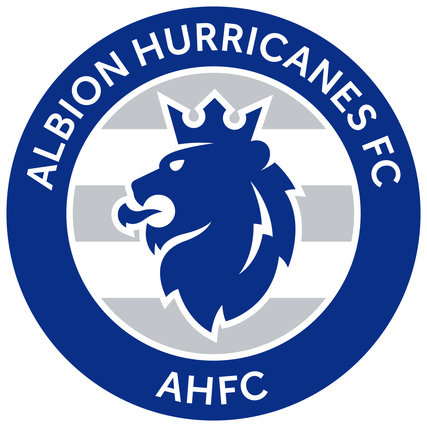 Blue and white youth Houston soccer logo with a soccer ball emblem
