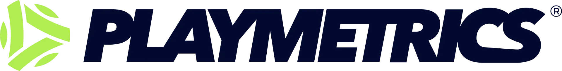PlayMetrics logo with a green triangular shape and dark blue text.