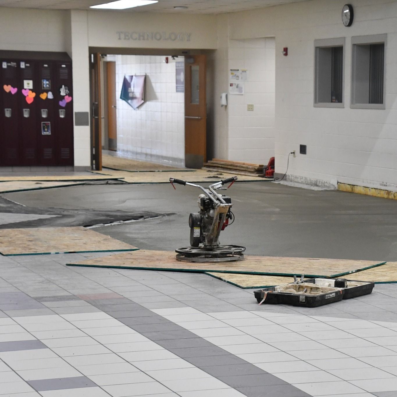 One of the pits filled with concrete