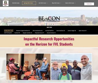 Screenshot of the Spring 2024 BEACON with the lead article about opportunities through the Meros Center