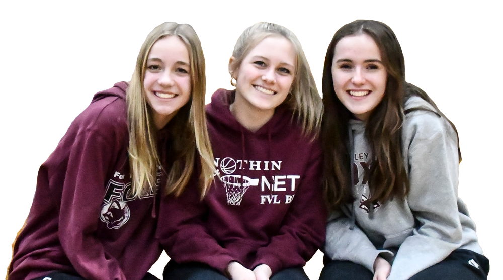 Three happy girls in FVL clothes