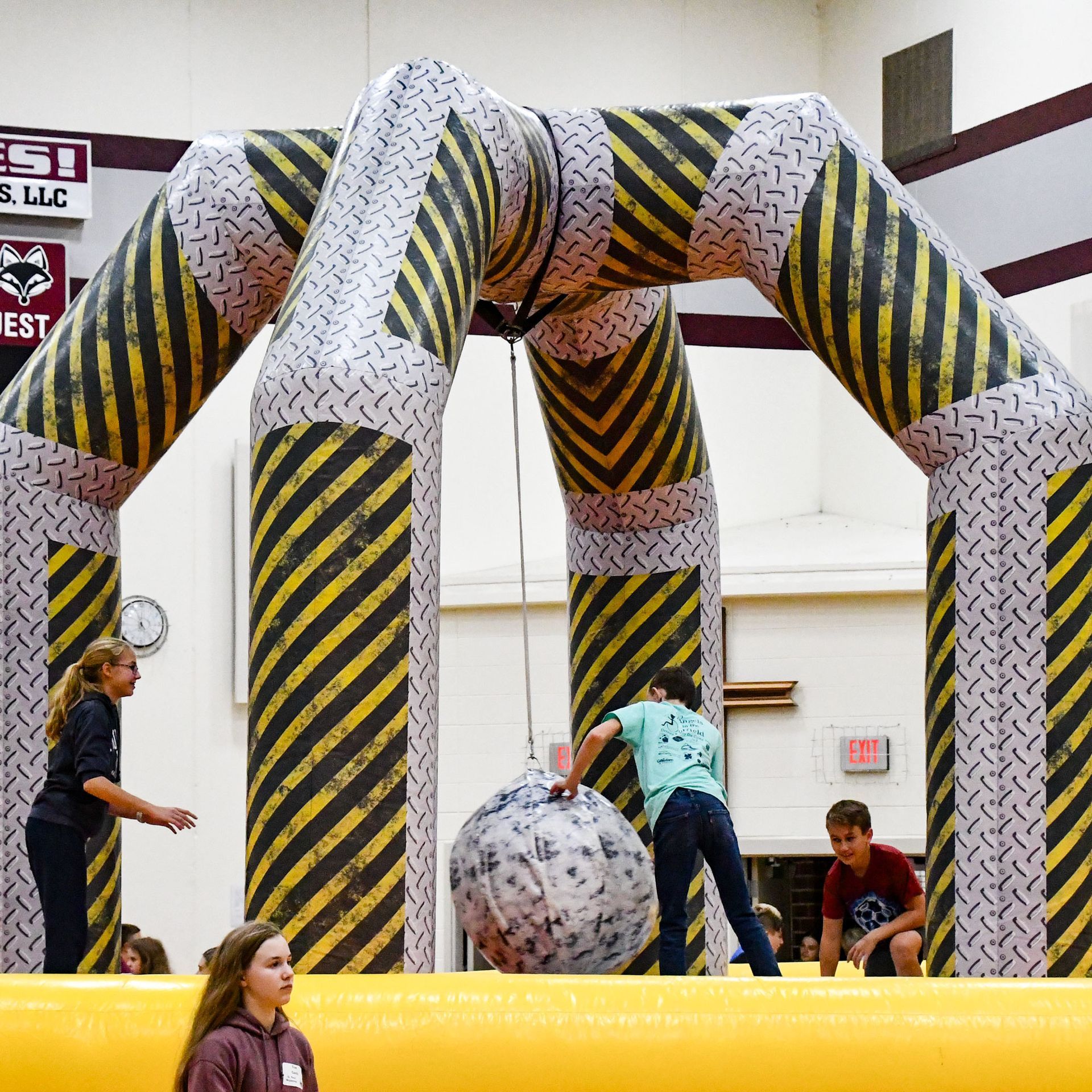 Inflatable fun with large swinging ball
