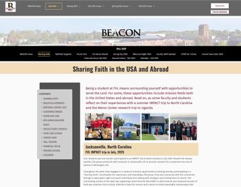 Screen shot of the Fall 2025 BEACON with the lead article about summer mission trips