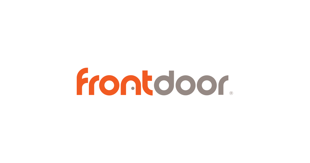 The front door logo is orange and gray on a white background.