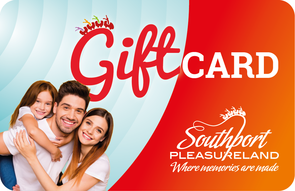 Three gift cards for southport pleasureland are stacked on top of each other