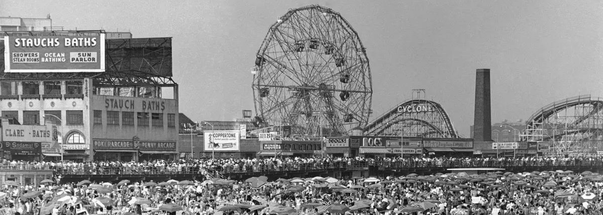 Historic picture of one of the Coney Island theme parks.
