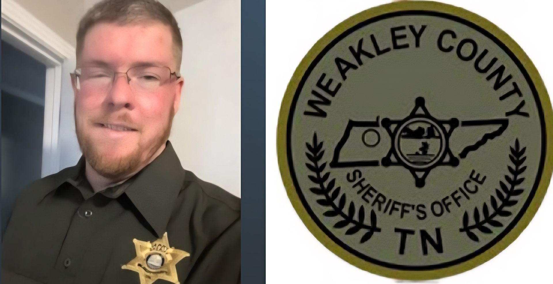 Sheriff in uniform with a Weakley County Sheriff's Office logo. The man smiles and wears glasses.