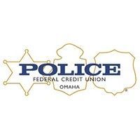 Logo of Police Federal Credit Union Omaha: Blue text, gold outlines of a star and badge.