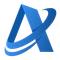 a blue letter a with a white swirl around it