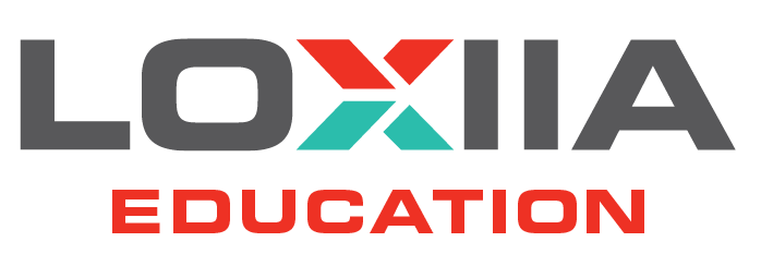 A logo for loxia education is shown on a white background.