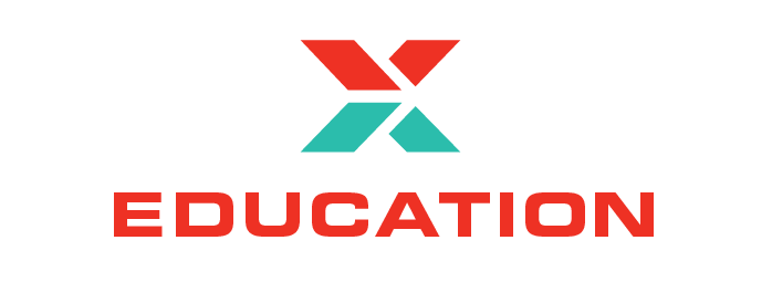 A logo for loxiia education with a red and green x on a white background.