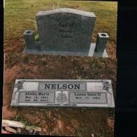 A cemetery plot featuring a grey upright headstone inscribed 