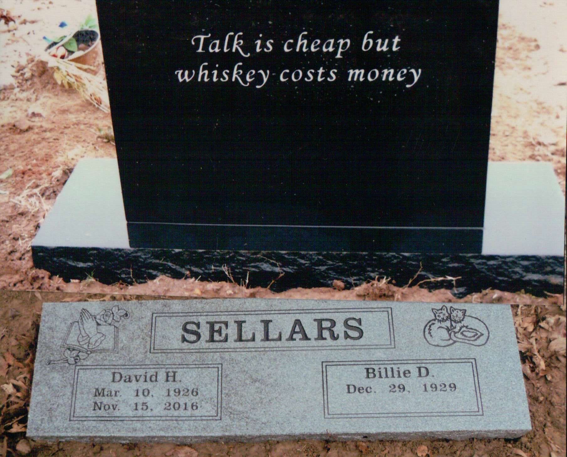A grave marker with the family name 
